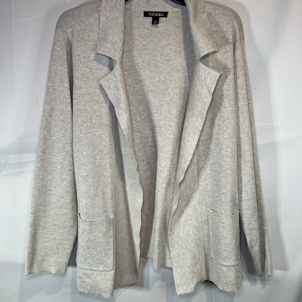 Women's ROZ & ALI Cardigan‎ Size 1X Light Brownbbeige Jacket Lightweight